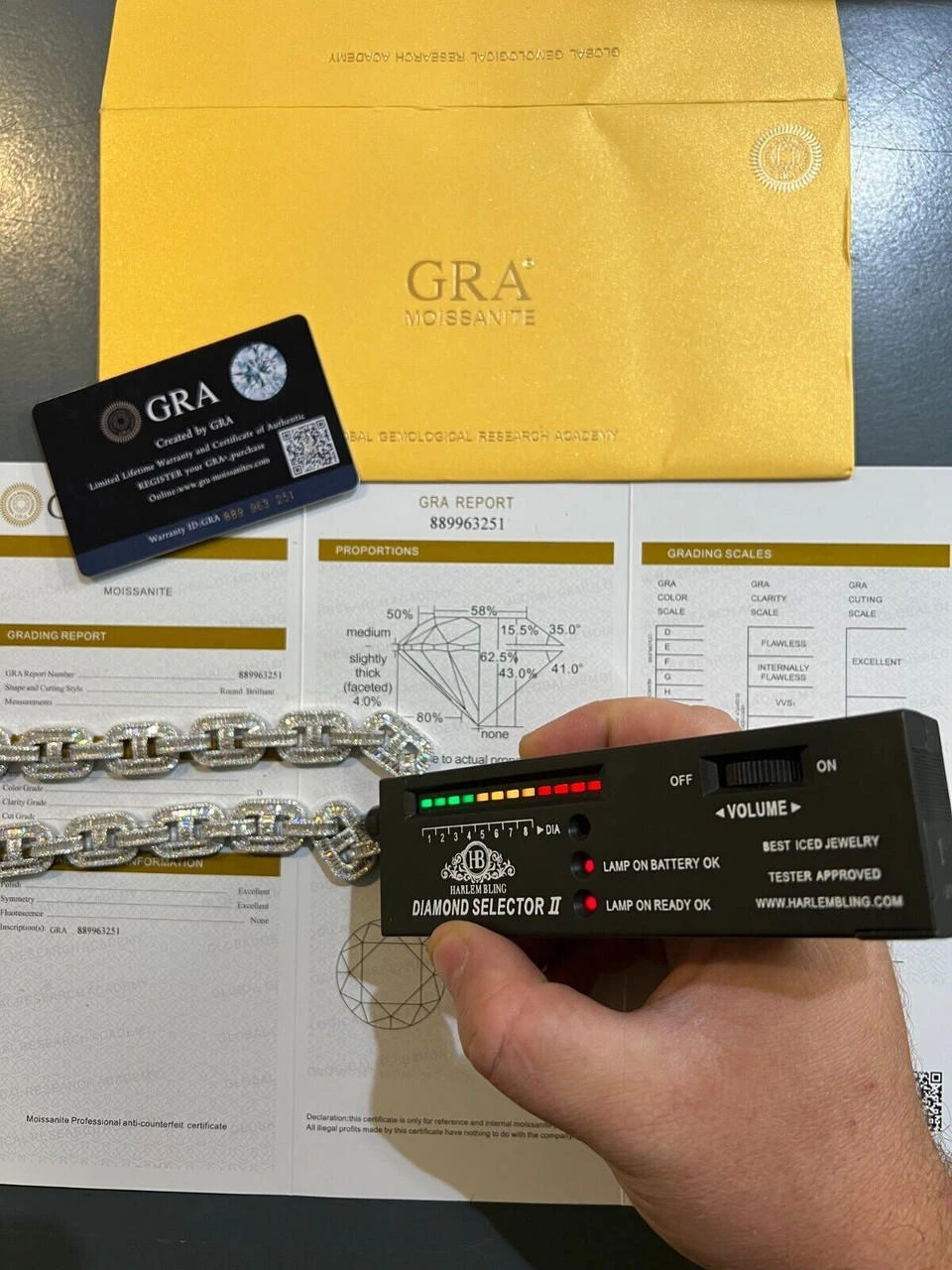 Baguette MOISSANITE Solid 925 Silver Gucci Link Chain Necklace Pass Diamond Test 11 Baguette MOISSANITE Solid 925 Silver Gucci Link Chain Necklace Pass Diamond Test - Image 9