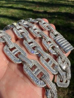 Baguette MOISSANITE Solid 925 Silver Gucci Link Chain Necklace Pass Diamond Test 26 Baguette MOISSANITE Solid 925 Silver Gucci Link Chain Necklace Pass Diamond Test -Harlem Bling Shop italiano silver inc baguette moissanite solid 925 silver gucci link chain necklace pass diamond test 83742.1669562901