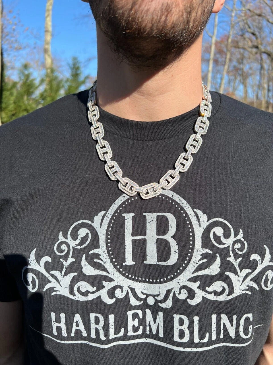 Baguette MOISSANITE Solid 925 Silver Gucci Link Chain Necklace Pass Diamond Test 10 Baguette MOISSANITE Solid 925 Silver Gucci Link Chain Necklace Pass Diamond Test - Image 8