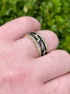 Barbed Wire Real 14k Gold & Solid 925 Sterling Silver Plain Ring Wedding Band -Harlem Bling Shop italiano silver inc barbed wire real 14k gold and solid 925 sterling silver plain ring wedding band 30786.1664394132