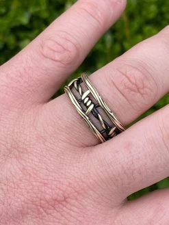 Barbed Wire Real 14k Gold & Solid 925 Sterling Silver Plain Ring Wedding Band -Harlem Bling Shop italiano silver inc barbed wire real 14k gold and solid 925 sterling silver plain ring wedding band 54749.1664383308