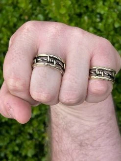 Barbed Wire Real 14k Gold & Solid 925 Sterling Silver Plain Ring Wedding Band -Harlem Bling Shop italiano silver inc barbed wire real 14k gold and solid 925 sterling silver plain ring wedding band 59742.1664381508