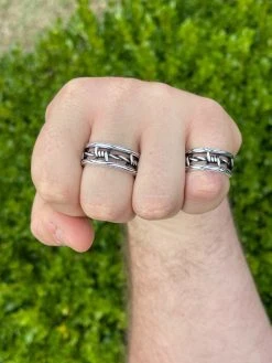 Barbed Wire Solid 925 Sterling Silver & Black Oxidized Plain Ring Wedding Band -Harlem Bling Shop italiano silver inc barbed wire solid 925 sterling silver and black oxidized plain ring wedding band 85889.1664398671