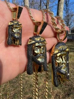Black MOISSANITE 14k Gold Vermeil 925 Silver Iced Jesus Piece Pendant Necklace Pass Diamond Test -Harlem Bling Shop italiano silver inc black moissanite 14k gold vermeil 925 silver iced jesus piece pendant necklace pass diamond test 41743.1675274134