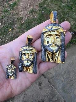 Black MOISSANITE 14k Gold Vermeil 925 Silver Iced Jesus Piece Pendant Necklace Pass Diamond Test -Harlem Bling Shop italiano silver inc black moissanite 14k gold vermeil 925 silver iced jesus piece pendant necklace pass diamond test 49905.1675274099