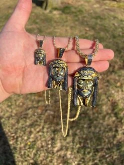 Black MOISSANITE 14k Gold Vermeil 925 Silver Iced Jesus Piece Pendant Necklace Pass Diamond Test -Harlem Bling Shop italiano silver inc black moissanite 14k gold vermeil 925 silver iced jesus piece pendant necklace pass diamond test 70797.1675274117
