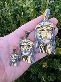 Black MOISSANITE 14k Gold Vermeil 925 Silver Iced Jesus Piece Pendant Necklace Pass Diamond Test -Harlem Bling Shop italiano silver inc black moissanite 14k gold vermeil 925 silver iced jesus piece pendant necklace pass diamond test 81221.1675274082