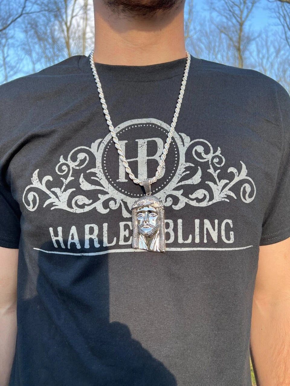 Black MOISSANITE 925 Silver Iced Jesus Piece Pendant Necklace Pass Diamond Test 5 Black MOISSANITE 925 Silver Iced Jesus Piece Pendant Necklace Pass Diamond Test - Image 3