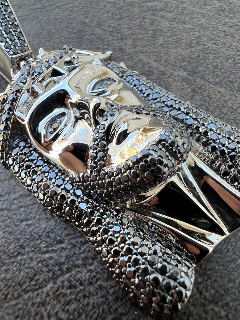 Black MOISSANITE 925 Silver Iced Jesus Piece Pendant Necklace Pass Diamond Test 12 Black MOISSANITE 925 Silver Iced Jesus Piece Pendant Necklace Pass Diamond Test - Image 10