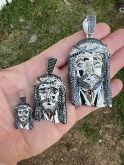 Black MOISSANITE 925 Silver Iced Jesus Piece Pendant Necklace Pass Diamond Test 32 Black MOISSANITE 925 Silver Iced Jesus Piece Pendant Necklace Pass Diamond Test -Harlem Bling Shop italiano silver inc black moissanite 925 silver iced jesus piece pendant necklace pass diamond test 26133.1675274116