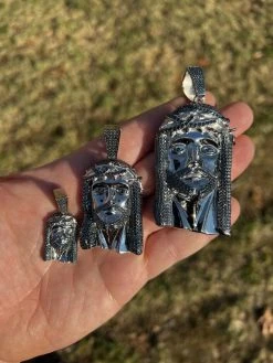 Black MOISSANITE 925 Silver Iced Jesus Piece Pendant Necklace Pass Diamond Test 30 Black MOISSANITE 925 Silver Iced Jesus Piece Pendant Necklace Pass Diamond Test -Harlem Bling Shop italiano silver inc black moissanite 925 silver iced jesus piece pendant necklace pass diamond test 48661.1675274028