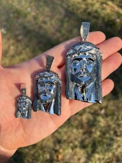 Black MOISSANITE 925 Silver Iced Jesus Piece Pendant Necklace Pass Diamond Test 40 Black MOISSANITE 925 Silver Iced Jesus Piece Pendant Necklace Pass Diamond Test -Harlem Bling Shop italiano silver inc black moissanite 925 silver iced jesus piece pendant necklace pass diamond test 58829.1675274159