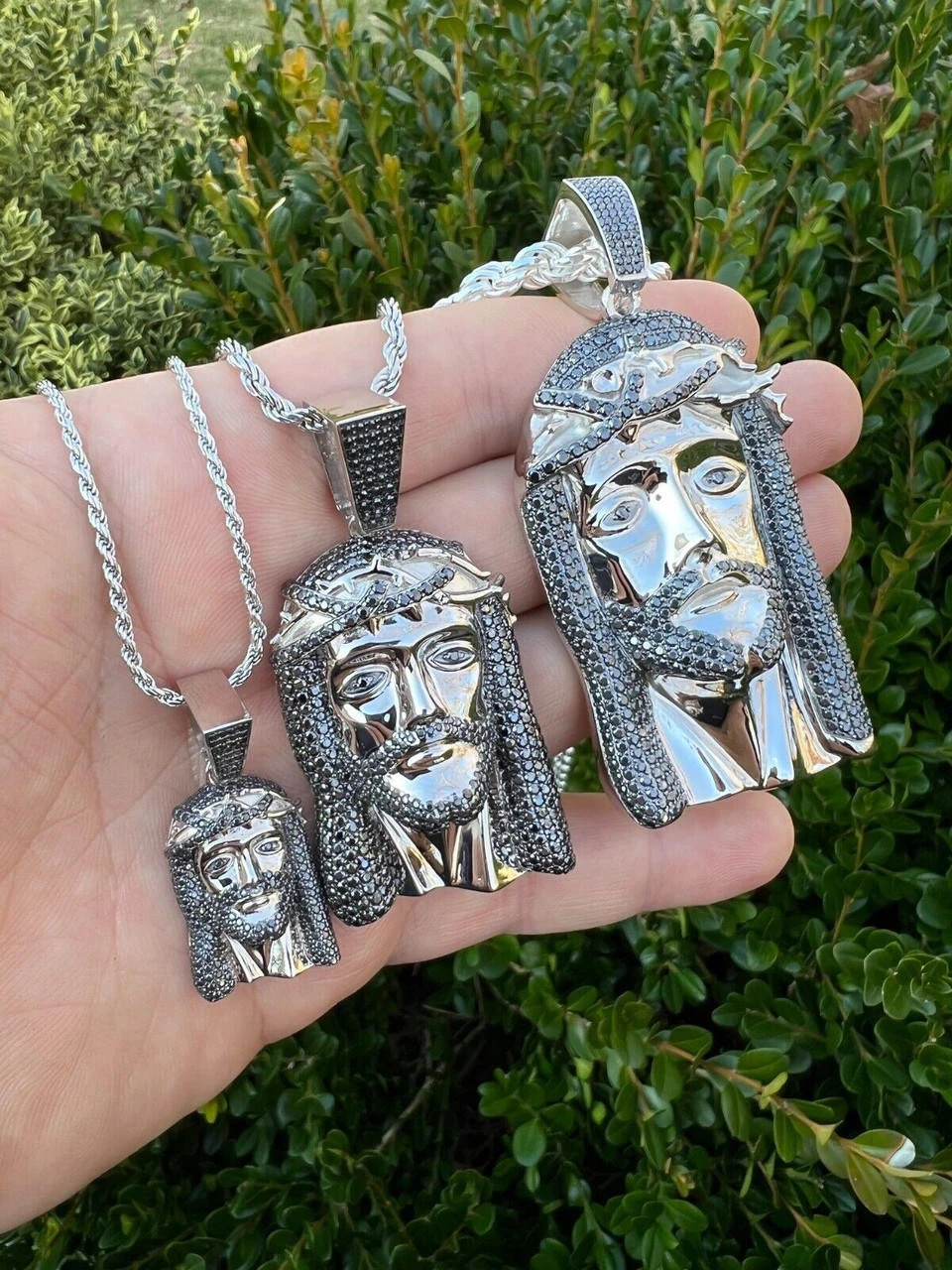 Black MOISSANITE 925 Silver Iced Jesus Piece Pendant Necklace Pass Diamond Test 17 Black MOISSANITE 925 Silver Iced Jesus Piece Pendant Necklace Pass Diamond Test - Image 15