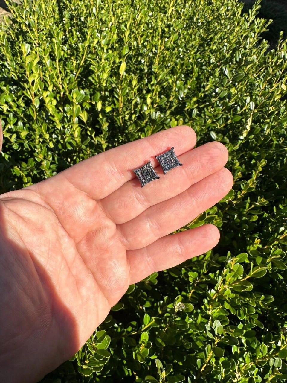 Black MOISSANITE Oxidized Rhodium Over 925 Silver Square Kite Earrings Hip Hop 5 Black MOISSANITE Oxidized Rhodium Over 925 Silver Square Kite Earrings Hip Hop - Image 3