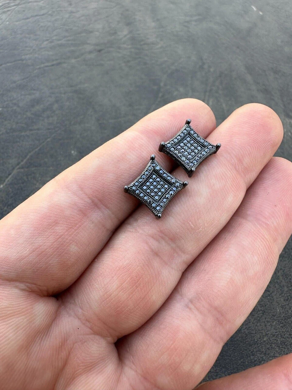 Black MOISSANITE Oxidized Rhodium Over 925 Silver Square Kite Earrings Hip Hop 15 Black MOISSANITE Oxidized Rhodium Over 925 Silver Square Kite Earrings Hip Hop - Image 13