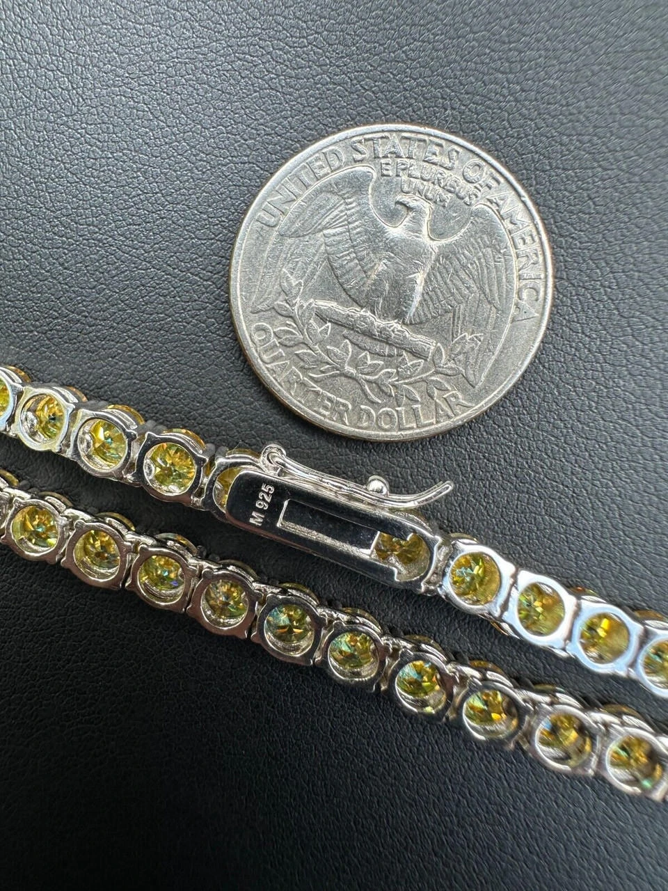 Canary Yellow MOISSANITE 5mm Tennis Chain 925 Silver Iced Necklace Pass Tester 14 Canary Yellow MOISSANITE 5mm Tennis Chain 925 Silver Iced Necklace Pass Tester - Image 12