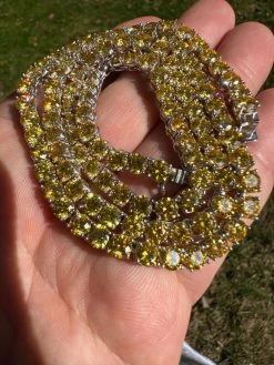 Canary Yellow MOISSANITE 5mm Tennis Chain 925 Silver Iced Necklace Pass Tester 41 Canary Yellow MOISSANITE 5mm Tennis Chain 925 Silver Iced Necklace Pass Tester -Harlem Bling Shop italiano silver inc canary yellow moissanite 5mm tennis chain 925 silver iced necklace pass tester 08876.1696645503