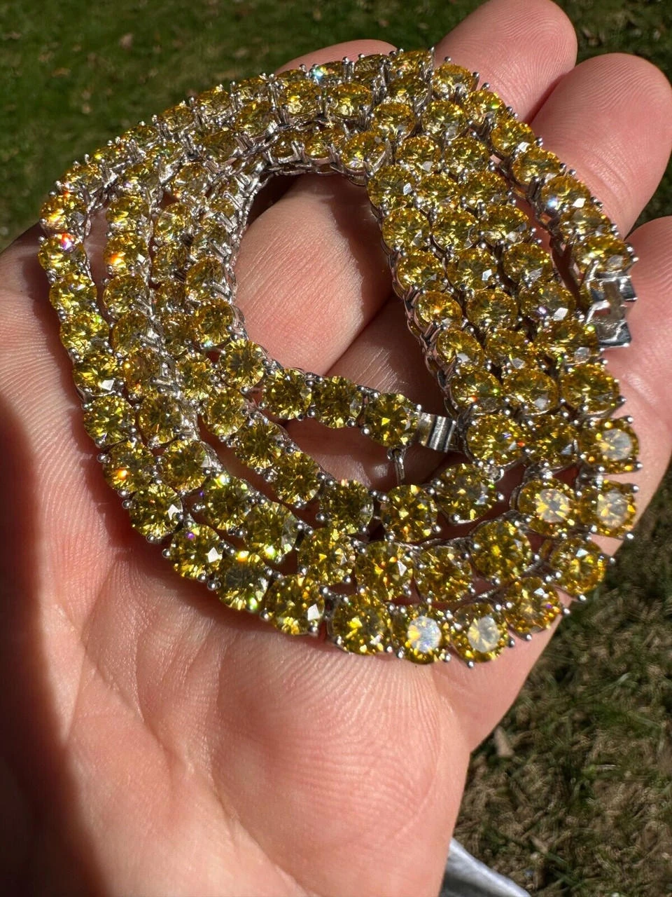 Canary Yellow MOISSANITE 5mm Tennis Chain 925 Silver Iced Necklace Pass Tester 22 Canary Yellow MOISSANITE 5mm Tennis Chain 925 Silver Iced Necklace Pass Tester - Image 20