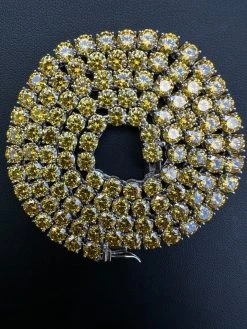 Canary Yellow MOISSANITE 5mm Tennis Chain 925 Silver Iced Necklace Pass Tester 24 Canary Yellow MOISSANITE 5mm Tennis Chain 925 Silver Iced Necklace Pass Tester -Harlem Bling Shop italiano silver inc canary yellow moissanite 5mm tennis chain 925 silver iced necklace pass tester 27738.1696645537