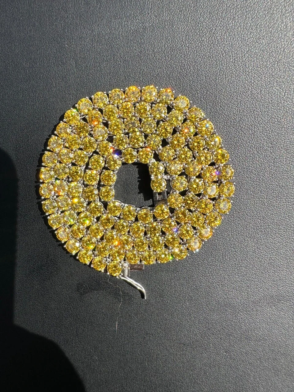 Canary Yellow MOISSANITE 5mm Tennis Chain 925 Silver Iced Necklace Pass Tester 12 Canary Yellow MOISSANITE 5mm Tennis Chain 925 Silver Iced Necklace Pass Tester - Image 10