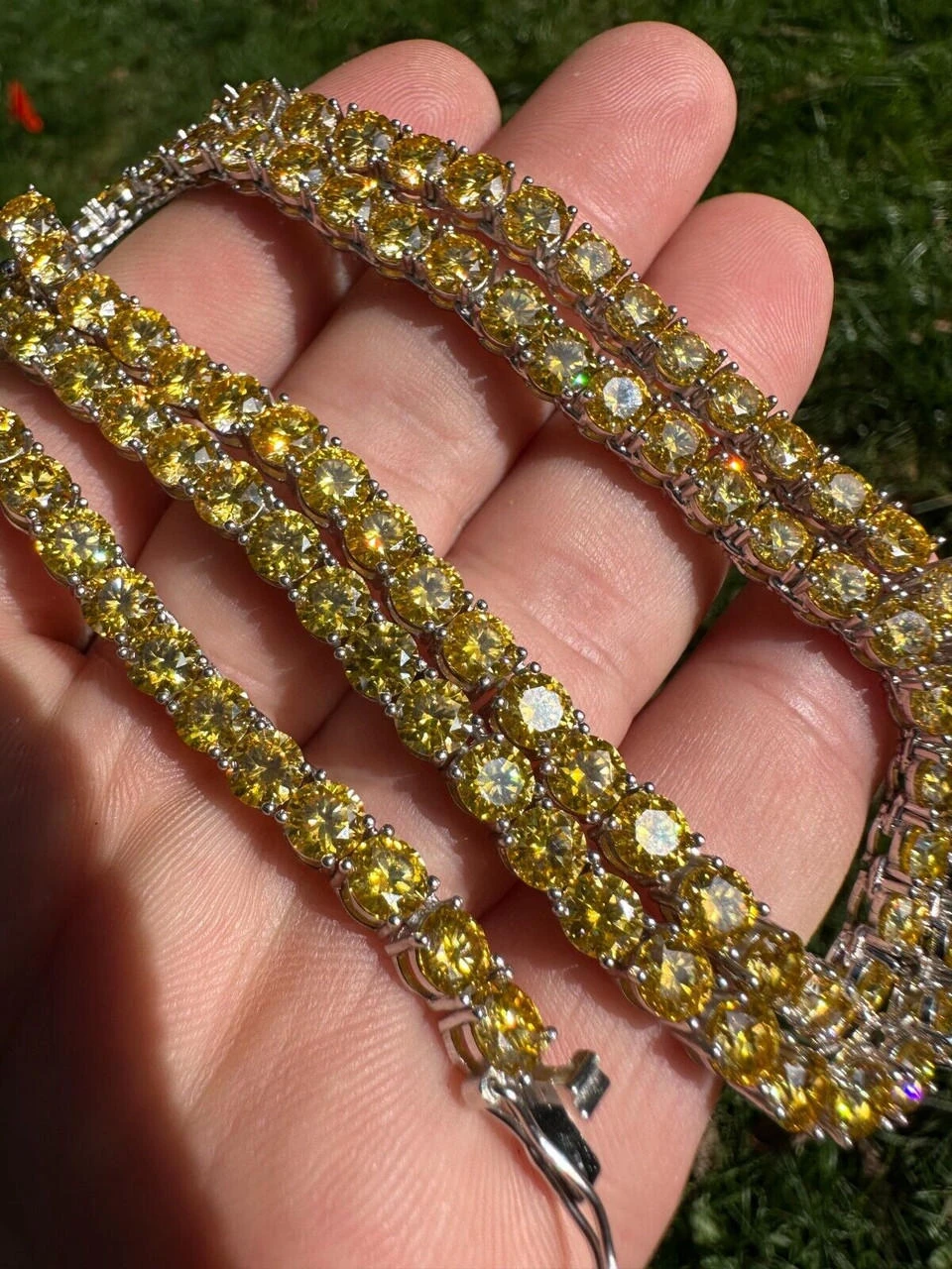 Canary Yellow MOISSANITE 5mm Tennis Chain 925 Silver Iced Necklace Pass Tester 18 Canary Yellow MOISSANITE 5mm Tennis Chain 925 Silver Iced Necklace Pass Tester - Image 16