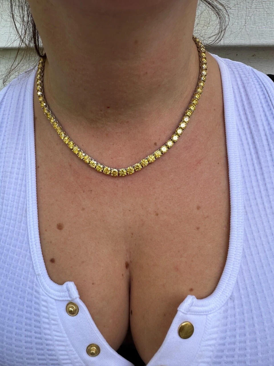 Canary Yellow MOISSANITE 5mm Tennis Chain 925 Silver Iced Necklace Pass Tester 9 Canary Yellow MOISSANITE 5mm Tennis Chain 925 Silver Iced Necklace Pass Tester - Image 7