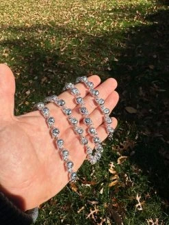 Custom Solid 925 Sterling Silver Skull Death Link Chain Necklace W. Moissanite -Harlem Bling Shop italiano silver inc custom solid 925 sterling silver skull death link chain necklace w moissanite 07212.1698982811