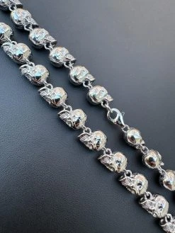 Custom Solid 925 Sterling Silver Skull Death Link Chain Necklace W. Moissanite -Harlem Bling Shop italiano silver inc custom solid 925 sterling silver skull death link chain necklace w moissanite 46192.1698982898
