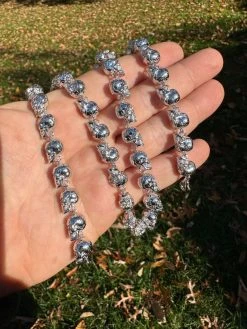 Custom Solid 925 Sterling Silver Skull Death Link Chain Necklace W. Moissanite -Harlem Bling Shop italiano silver inc custom solid 925 sterling silver skull death link chain necklace w moissanite 50476.1698982894