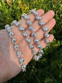 Custom Solid 925 Sterling Silver Skull Death Link Chain Necklace W. Moissanite -Harlem Bling Shop italiano silver inc custom solid 925 sterling silver skull death link chain necklace w moissanite 81205.1698982870