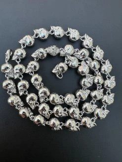 Custom Solid 925 Sterling Silver Skull Death Link Chain Necklace W. Moissanite -Harlem Bling Shop italiano silver inc custom solid 925 sterling silver skull death link chain necklace w moissanite 90206.1698982857