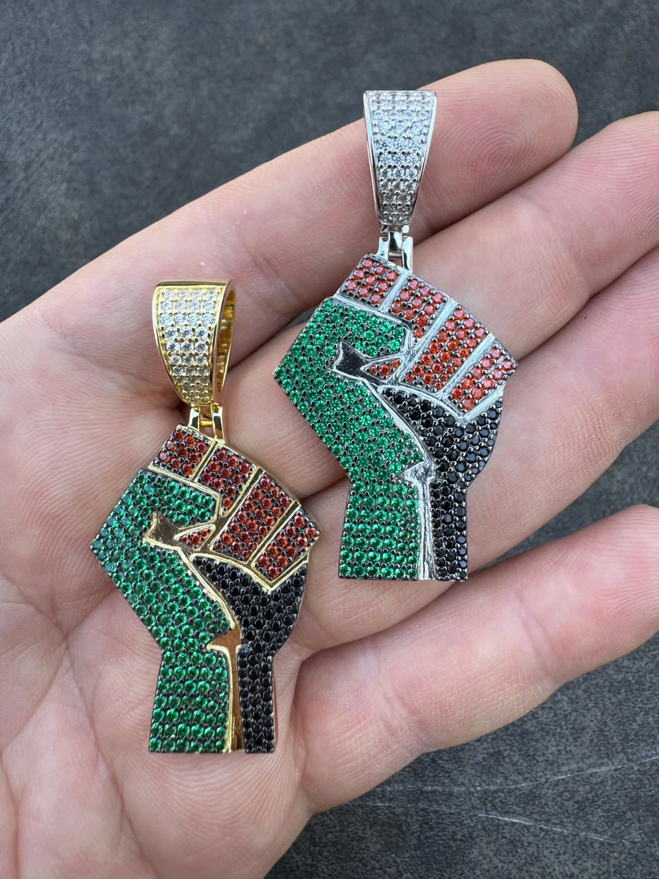 Free Palestine Fist Palestinian 925 Silver Gold Plated Pendant Chain CZ Necklace 9 Free Palestine Fist Palestinian 925 Silver Gold Plated Pendant Chain CZ Necklace - Image 7