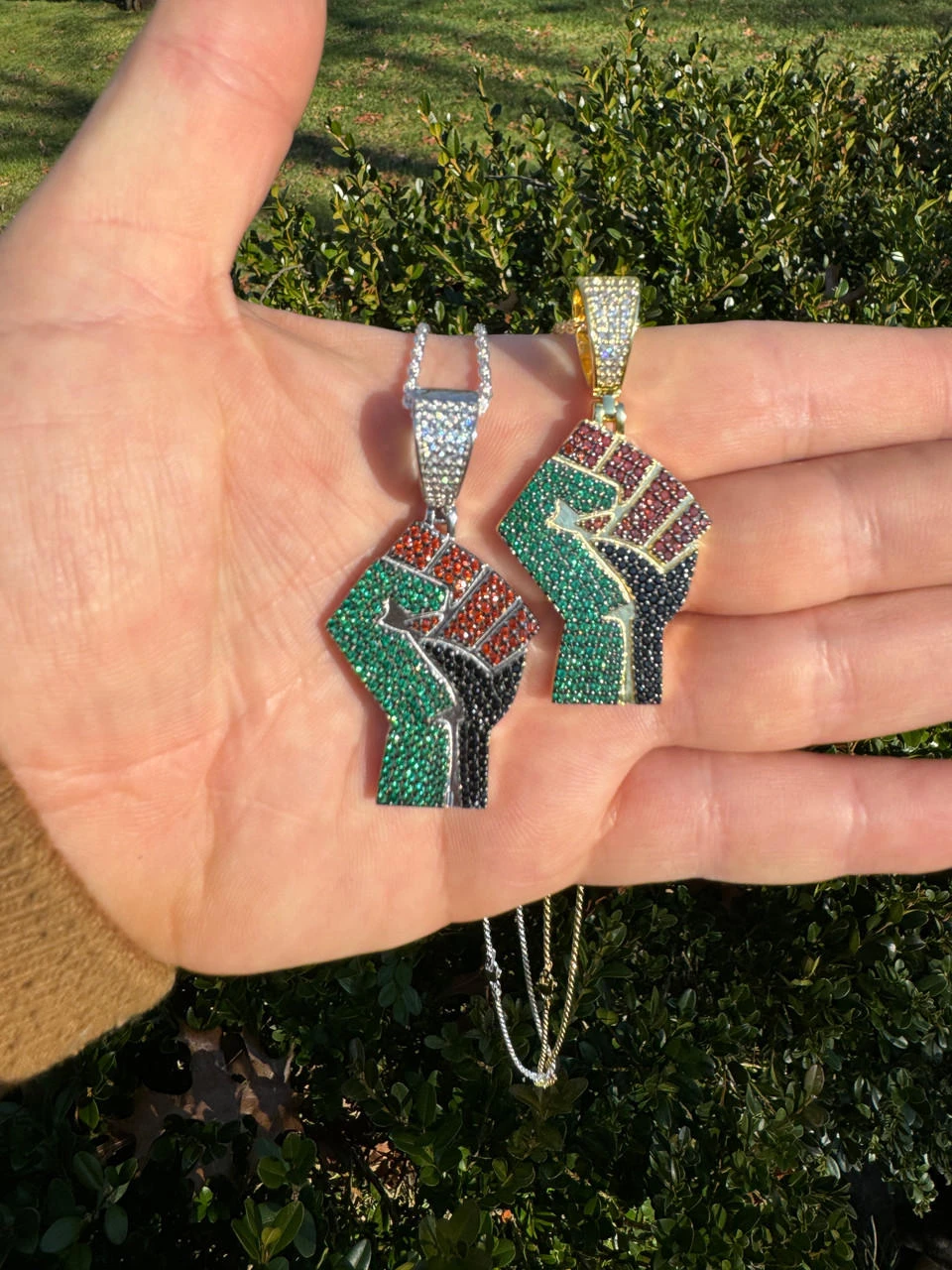 Free Palestine Fist Palestinian 925 Silver Gold Plated Pendant Chain CZ Necklace 15 Free Palestine Fist Palestinian 925 Silver Gold Plated Pendant Chain CZ Necklace - Image 13