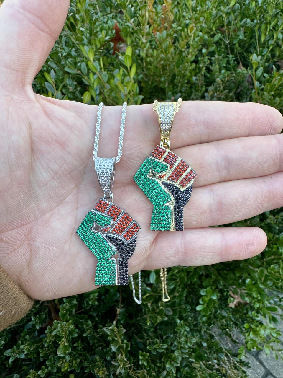 Free Palestine Fist Palestinian 925 Silver Gold Plated Pendant Chain CZ Necklace 11 Free Palestine Fist Palestinian 925 Silver Gold Plated Pendant Chain CZ Necklace - Image 9