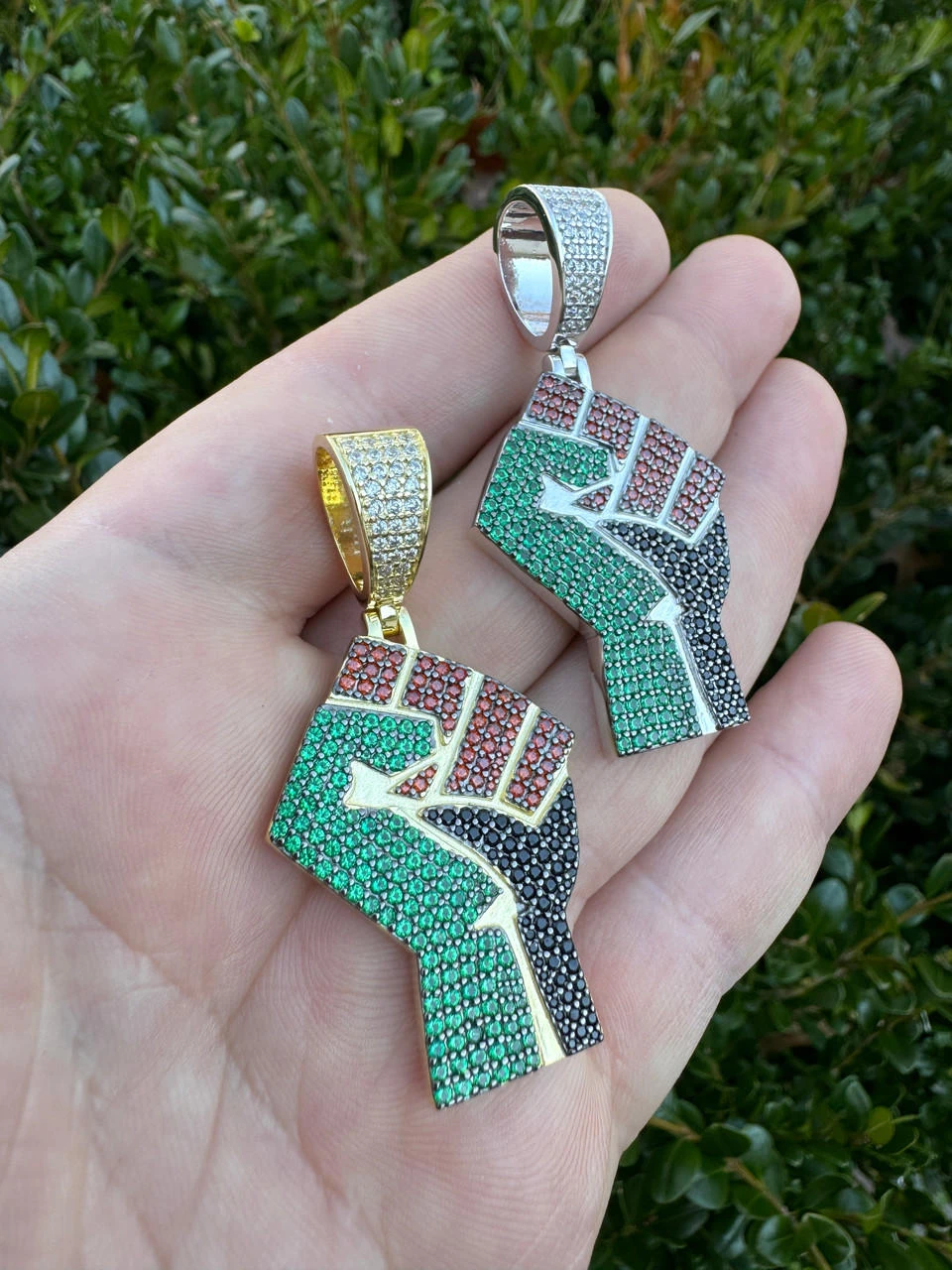 Free Palestine Fist Palestinian 925 Silver Gold Plated Pendant Chain CZ Necklace 8 Free Palestine Fist Palestinian 925 Silver Gold Plated Pendant Chain CZ Necklace - Image 6