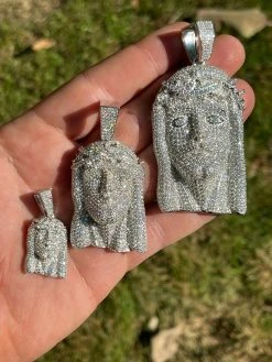 Fully Iced MOISSANITE Jesus Piece Pendant Pass Diamond Tester Hip Hop 925 Silver -Harlem Bling Shop italiano silver inc fully iced moissanite jesus piece pendant pass diamond tester hip hop 925 silver 73878.1664375610