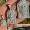 Fully Iced MOISSANITE Jesus Piece Pendant Pass Diamond Tester Hip Hop 925 Silver -Harlem Bling Shop italiano silver inc fully iced moissanite jesus piece pendant pass diamond tester hip hop 925 silver 77316.1664399169