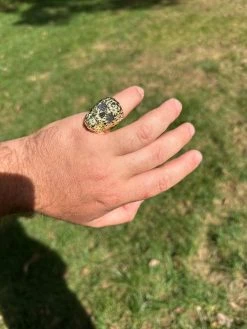 Gold Nugget Death Skull Ring Mens 14k Plated 925 Silver Real Black MOISSANITE -Harlem Bling Shop italiano silver inc gold nugget death skull ring mens 14k plated 925 silver real black moissanite 26004.1695433609