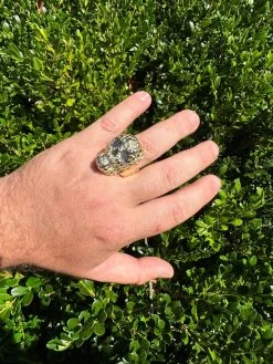 Gold Nugget Death Skull Ring Mens 14k Plated 925 Silver Real Black MOISSANITE -Harlem Bling Shop italiano silver inc gold nugget death skull ring mens 14k plated 925 silver real black moissanite 53502.1695433588