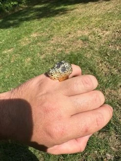 Gold Nugget Death Skull Ring Mens 14k Plated 925 Silver Real Black MOISSANITE -Harlem Bling Shop italiano silver inc gold nugget death skull ring mens 14k plated 925 silver real black moissanite 79569.1695433585