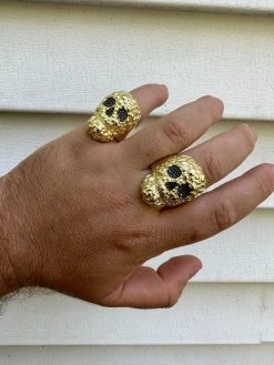 Gold Nugget Death Skull Ring Mens 14k Plated 925 Silver Real Black MOISSANITE -Harlem Bling Shop italiano silver inc gold nugget death skull ring mens 14k plated 925 silver real black moissanite 88935.1695433582