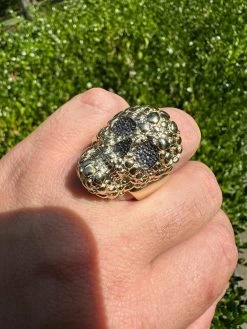 Gold Nugget Death Skull Ring Mens 14k Plated 925 Silver Real Black MOISSANITE -Harlem Bling Shop italiano silver inc gold nugget death skull ring mens 14k plated 925 silver real black moissanite 95633.1695433583