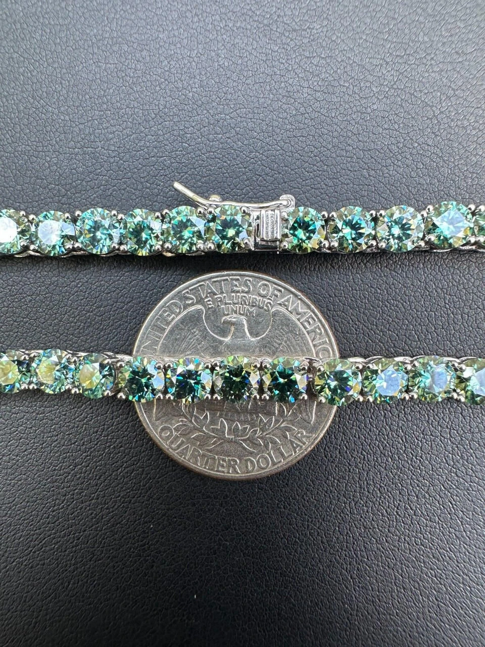 Green Tiffany Blue MOISSANITE 5mm Tennis Chain 925 Silver Iced Necklace Pass Tester 5 Green Tiffany Blue MOISSANITE 5mm Tennis Chain 925 Silver Iced Necklace Pass Tester - Image 3