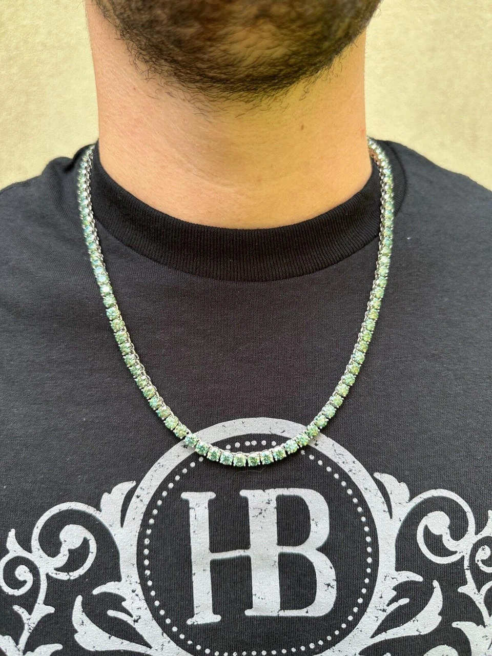 Green Tiffany Blue MOISSANITE 5mm Tennis Chain 925 Silver Iced Necklace Pass Tester 17 Green Tiffany Blue MOISSANITE 5mm Tennis Chain 925 Silver Iced Necklace Pass Tester - Image 15