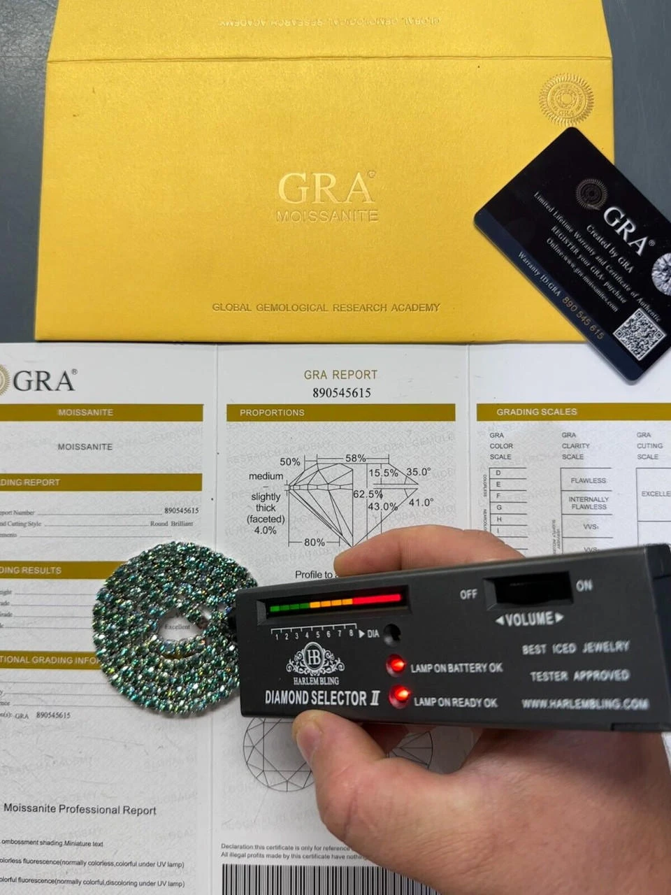 Green Tiffany Blue MOISSANITE 5mm Tennis Chain 925 Silver Iced Necklace Pass Tester 6 Green Tiffany Blue MOISSANITE 5mm Tennis Chain 925 Silver Iced Necklace Pass Tester - Image 4