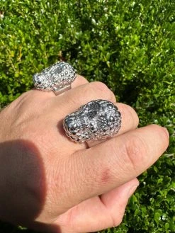 HEAVY Nugget Death Skull Ring Mens Real Solid 925 Silver Real Black MOISSANITE -Harlem Bling Shop italiano silver inc heavy nugget death skull ring mens real solid 925 silver real black moissanite 63513.1695433580