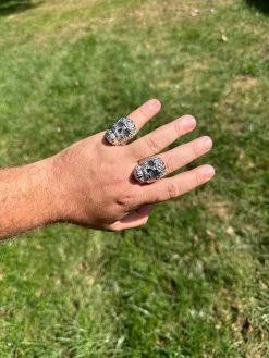HEAVY Nugget Death Skull Ring Mens Real Solid 925 Silver Real Black MOISSANITE -Harlem Bling Shop italiano silver inc heavy nugget death skull ring mens real solid 925 silver real black moissanite 69953.1695433618