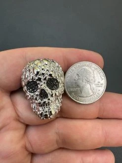 HEAVY Nugget Death Skull Ring Mens Real Solid 925 Silver Real Black MOISSANITE -Harlem Bling Shop italiano silver inc heavy nugget death skull ring mens real solid 925 silver real black moissanite 90261.1695433624