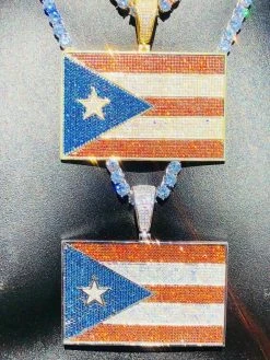 HUGE 2X3" 925 Silver Gold Plated Puerto Rico Flag Pendant BORICUA Rican Chain CZ 25 HUGE 2X3" 925 Silver Gold Plated Puerto Rico Flag Pendant BORICUA Rican Chain CZ -Harlem Bling Shop italiano silver inc huge 2x3 925 silver gold plated puerto rico flag pendant boricua rican chain cz 27515.1699328882