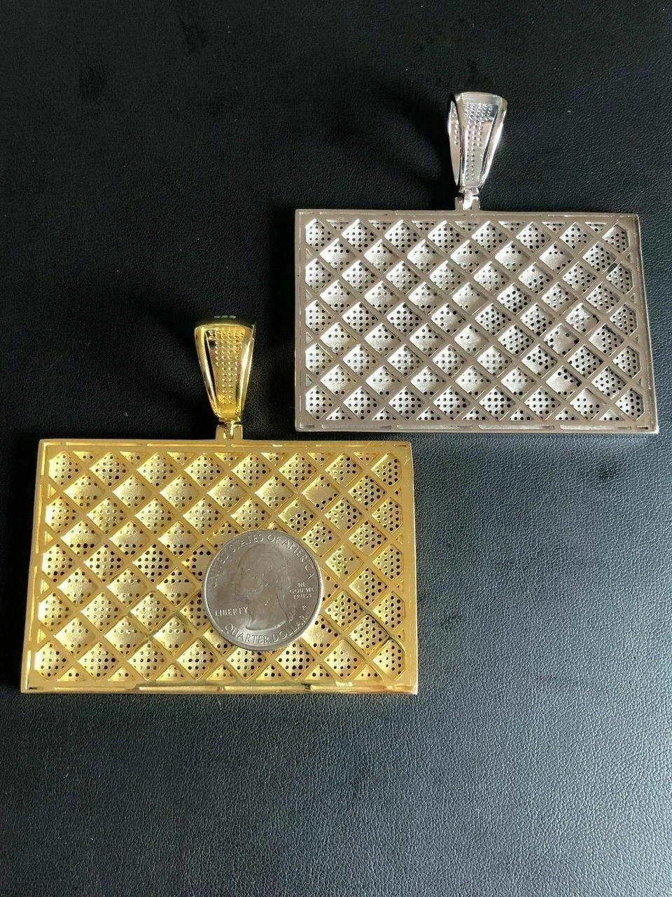 HUGE 2X3" 925 Silver Gold Plated Puerto Rico Flag Pendant BORICUA Rican Chain CZ 10 HUGE 2X3" 925 Silver Gold Plated Puerto Rico Flag Pendant BORICUA Rican Chain CZ - Image 8